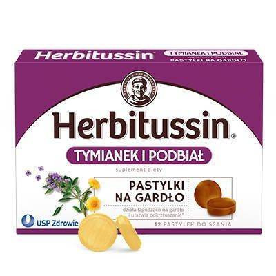 Herbitussin Tymianek i Podbiał 12 pastyl.