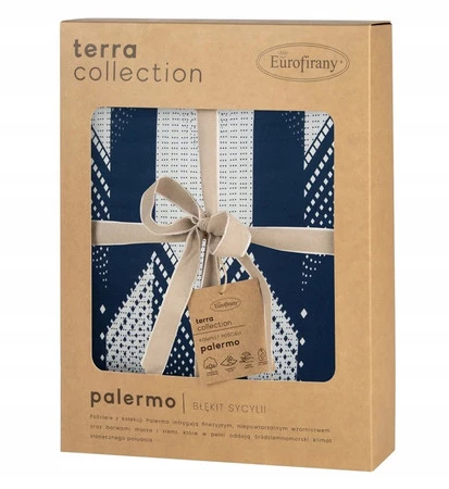 Komplet pościeli z makosatyny bawełnianej 160 x 200 cm, kolor biały, granat z geometyczny