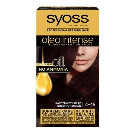 Oleo Intense farba do włosów trwale koloryzująca z olejkami 4-15 Kasztanowy Brąz