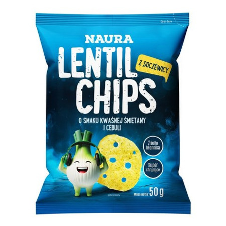 Naura Chipsy z czerwonej soczewicy o smaku śmietany i cebuli 50g
