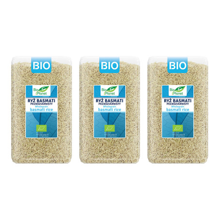 Zestaw 3x Bio Planet − Ryż Basmati pełnoziarnisty BIO − 1 kg