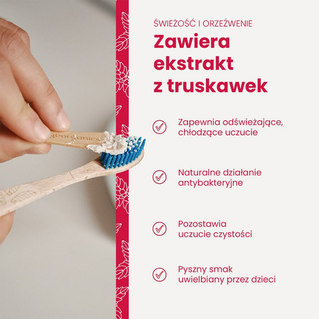 Georganics, Naturalna pasta do zębów w słoiku, dla dzieci, z fluorem, do codziennej pielęgnacji, smak truskawkowy, 3+, 60 ml