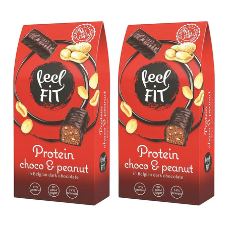 Zestaw 2x Feel FIT − Czekoladki proteinowe z orzechami − 83 g