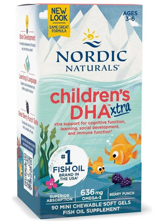 Nordic Naturals Children's DHA Xtra 636mg Omega-3 kwasy tłuszczowe EPA i DHA dla dzieci od 3 roku życia smak jagoda