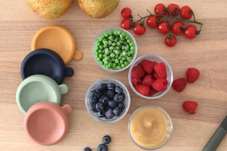 BEABA Zestaw pojemników słoiczków szklanych z zamknięciem 4 x 250 ml Sunrise color mix