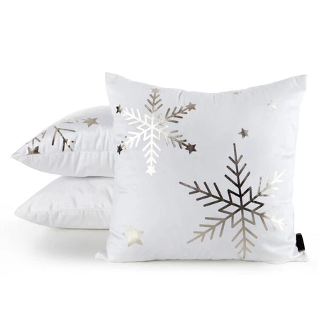 świąteczna poszewka welwetowa z ozdobnym nadrukiem foliowym szerokość: 45 cm, długość: 45 cm, kolor: biały