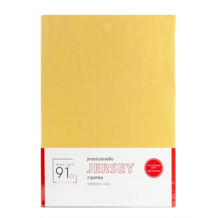 Prześcieradło z gumką, Jersey D91 90 x 200 x 25 cm, Musztardowy