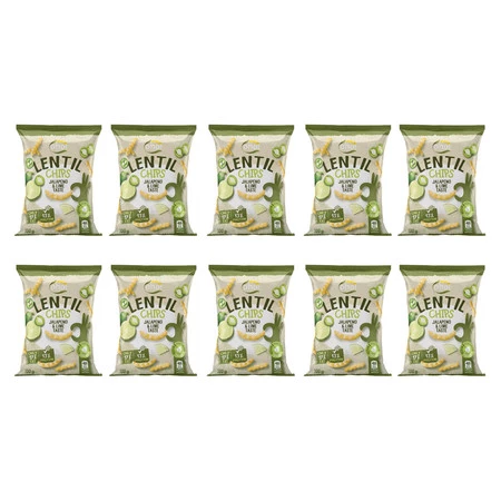 Zestaw 10x Chipsy z czerwonej soczewicy o smaku jalapeno i limonki 100g