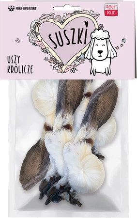 PAKA ZWIERZAKA Suszki Uszy Królicze z sierścią 4szt.