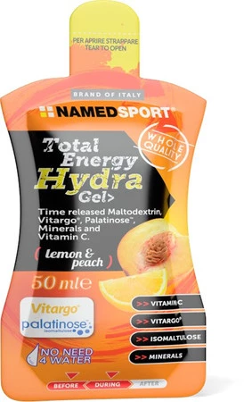 Namedsport Total Energy Hydra Gel Żel węglowodanowy 50 ml o smaku brzoskwini z cytryną