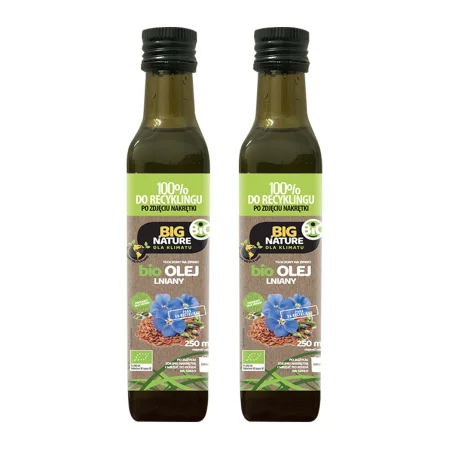 Zestaw 2x Big Nature Olej Lniany 250 ml BIO