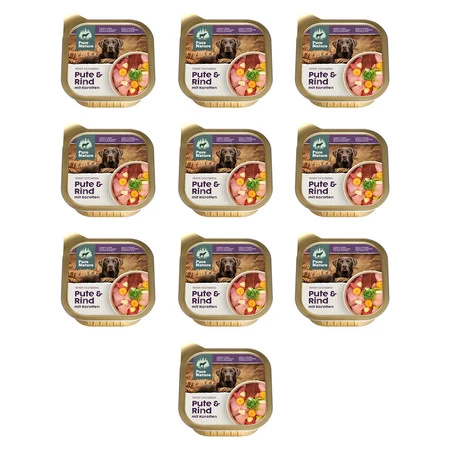 Zestaw 10x PURE NATURE DOG Pute Rind - indyk i wołowina z marchewką i fenkułem dla dorosłych psów (150g)