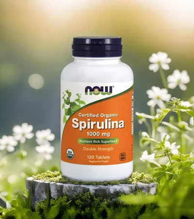 Now Foods Spirulina Double Strength Organic 1000mg na wsparcie energii 120 tab.