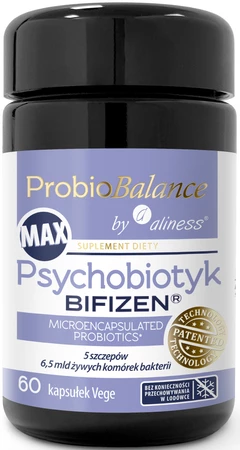 Aliness ProbioBALANCE, Psychobiotyk BIFIZEN MA  6,5 mld 60 kaps. vege