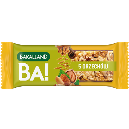 Zestaw: 10x Bakalland BA! Baton zbożowy 5 orzechów 40g
