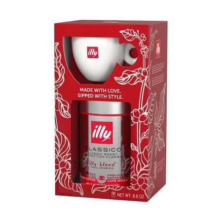 illy - Zestaw Xmas - Kawa ziarnista Classico Classic Roast 250g + filiżanka ze spodkiem