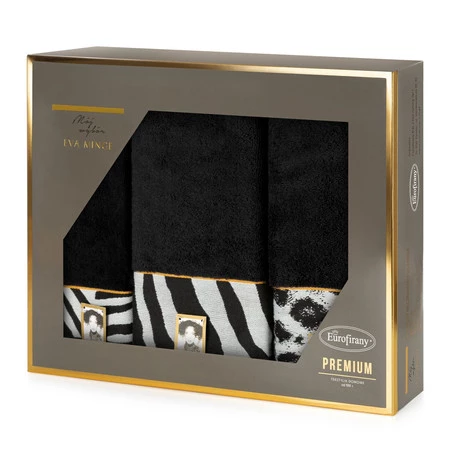 Komplet Ręczników Eva 22 46 x 36 x 7 cm, Czarny