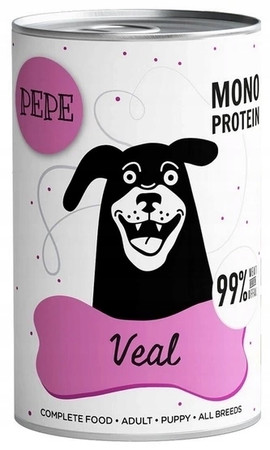 Paka Zwierzaka Pepe Veal 99% cielęcina - karma mokra dla psa - 400g