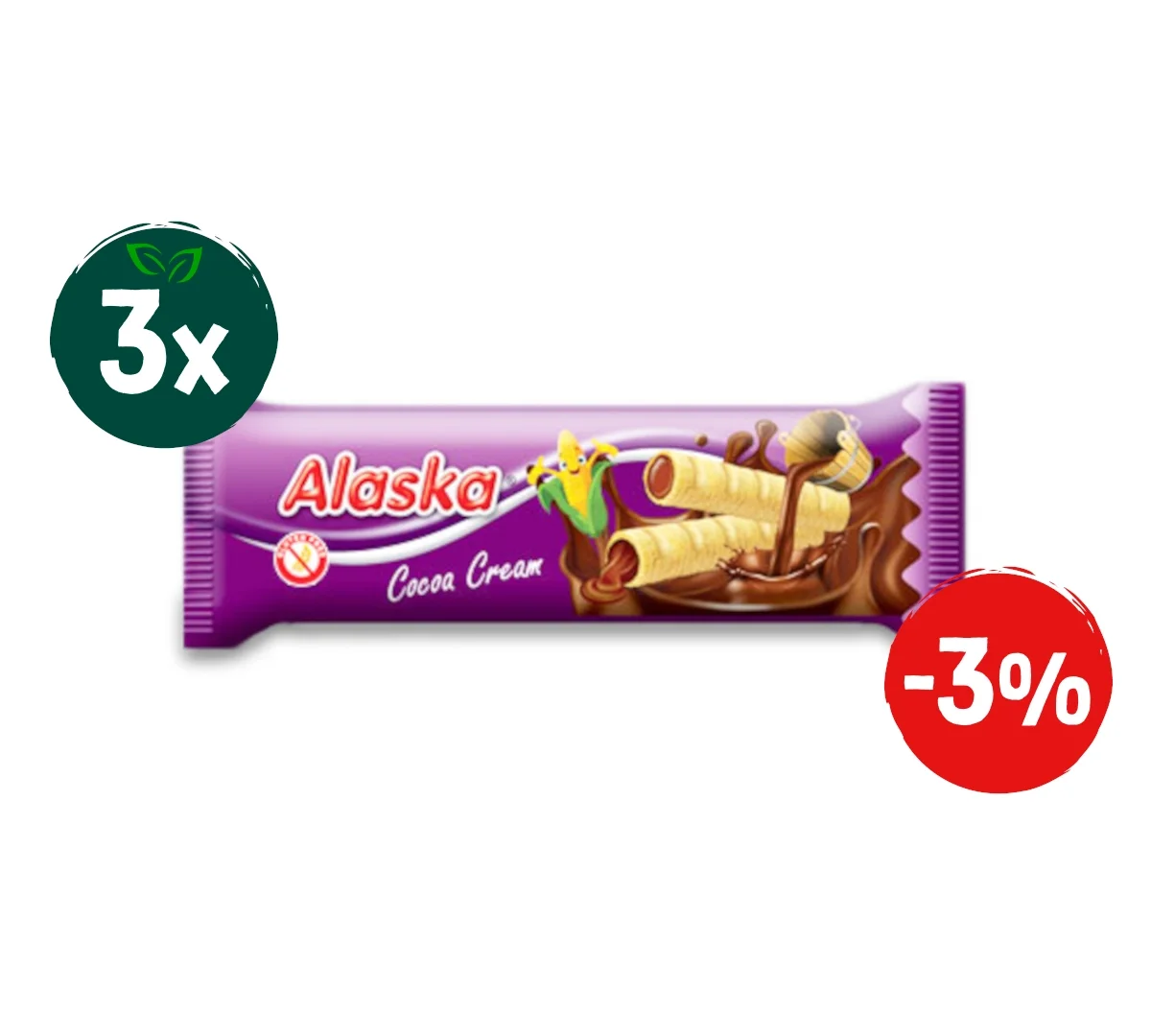 Zestaw: 3x Rurki kukurydziane nadziewane kakaowe BEZGL. 18 g - Nabea.pl