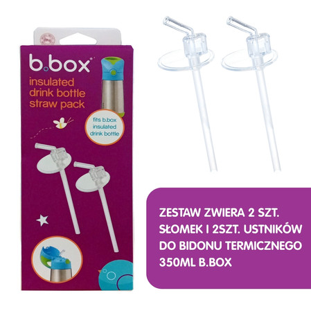 B.Box Zestaw wymiennych słomek z ustnikiem do butelki termicznej 350 ml, 2 szt.