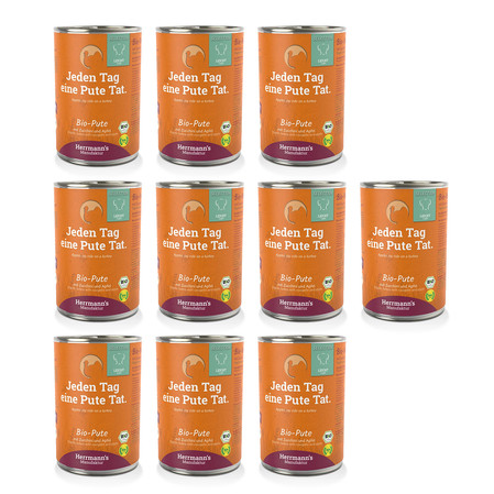 Zestaw 10x HERRMANN'S Selection Light Dog Bio Pute - bio indyk z cukinią (400g)