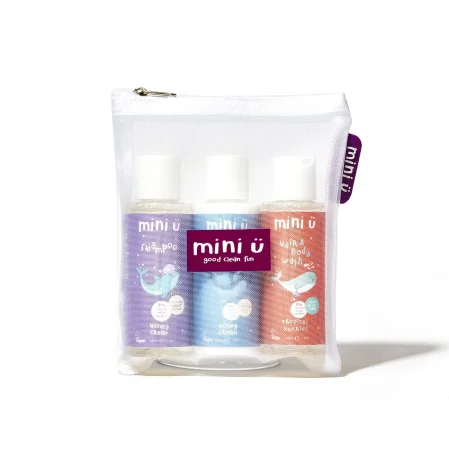 Mini U podróżny zestaw kosmetyków dla dzieci z kosmetyczką travel set od 1.dnia życia 3x100ml