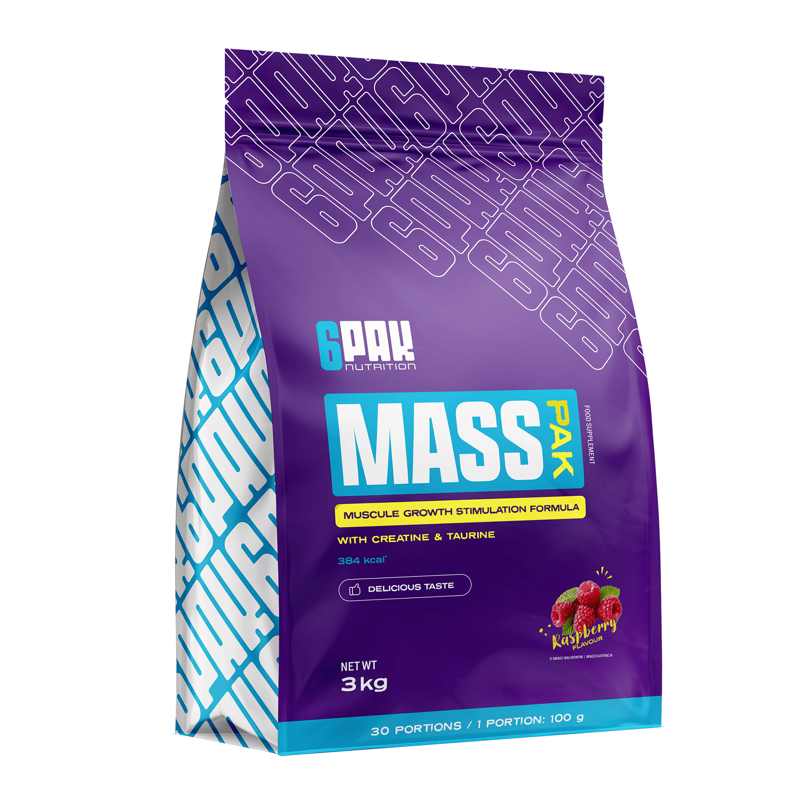 6PAK MASS PAK 3000g RASPBERRY - Nabea.pl