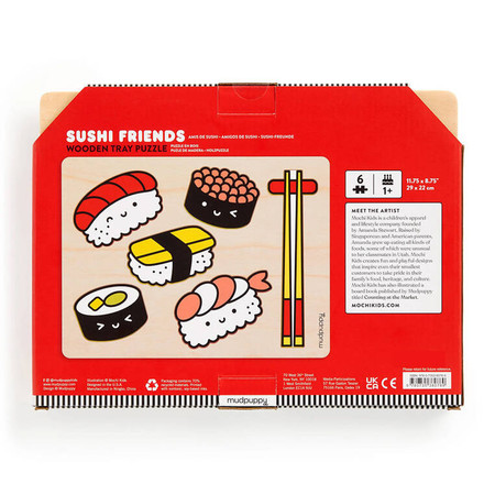 Mudpuppy Pierwsze puzzle drewniane 3D Sushi 6 elementów 1+