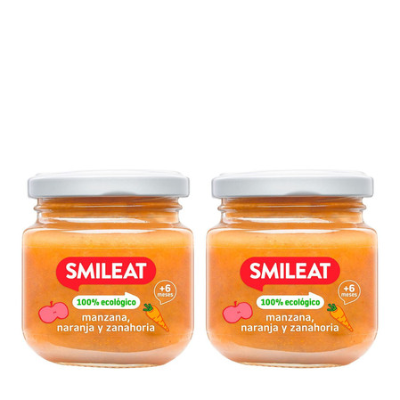 Zestaw: 2x Smileat, BIO Deser z jabłkami, marchewką i pomarańczą 6m+, 130g