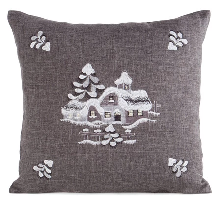 świąteczna poszewka dekoracyjna z ozdobną aplikacją szerokość: 45 cm, długość: 45 cm, kolor: stalowy