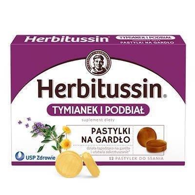 Herbitussin Tymianek i Podbiał 12 pastyl.