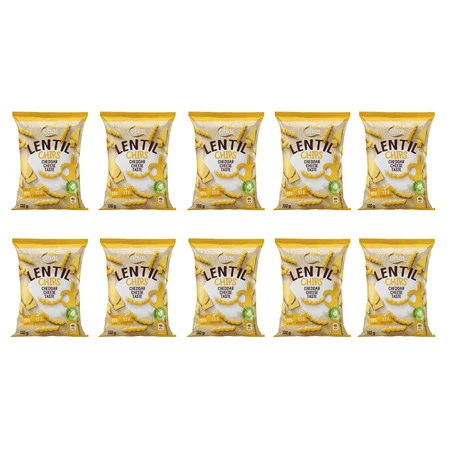 Zestaw 10x Chipsy z czerwonej soczewicy o smaku sera Cheddar 100 g