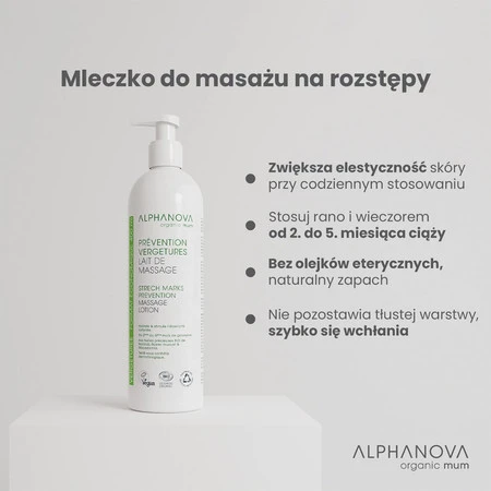 Alphanova Organic Mum, Mleczko do ciała przeciw rozstępom, 400 ml