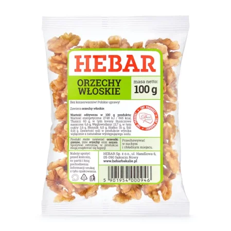 Hebar Orzechy włoskie łuskane 100 g KRÓTKA DATA 2026-06-30
