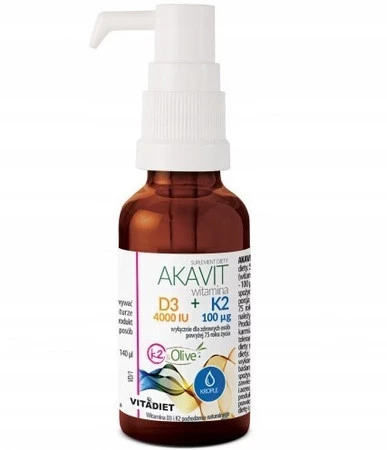 Vitadiet Akavit Witamina D3 4000 IU + K2 100 MCG w kroplach 30 ml