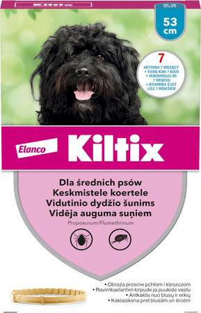 BAYER KILTIX M Średnia Obroża dla psa na kleszcze pchły