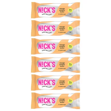 Zestaw 6x N!CK'S Nicks Protein Wafer Orange Proteinowy Wafelek Pomarańczowy bez cukru 40g