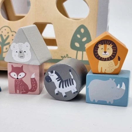 Viga PolarB Drewniany edukacyjny sorter z klockami piramida