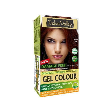 Indus Valley, Żelowa farba do włosów, naturalna, BURGUND, Bio-Natural