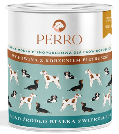 Perro Wołowina z korzeniem pietruszki    - Karma mokra dla psa - 850 g
