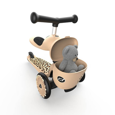 SCOOTANDRIDE Highwaykick 1 Lifestyle 2w1 Jeździk i hulajnoga z zamykanym schowkiem 1-5 lat Leopard