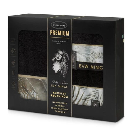 Komplet Ręczników Eva17 46 x 36 x 7 cm, Czarny