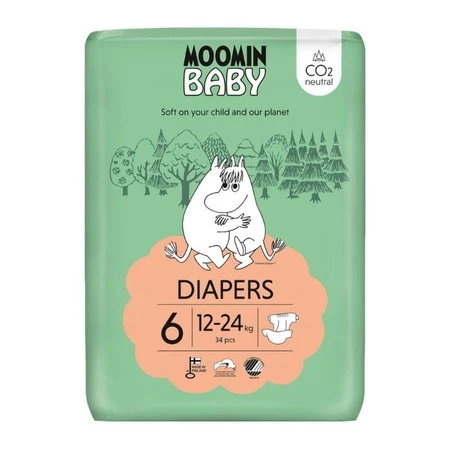 MOOMIN Baby, Pieluszki 6 JUNIOR (12-24kg), 34 szt. EKO