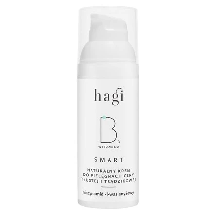 Hagi − Smart B, naturalny krem do pielęgnacji cery tłustej i trądzikowej z niacynamidem − 50 ml