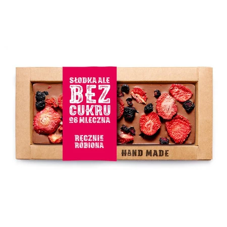 Czekolada bez cukru mleczna Truskawka i Aronia 53 g