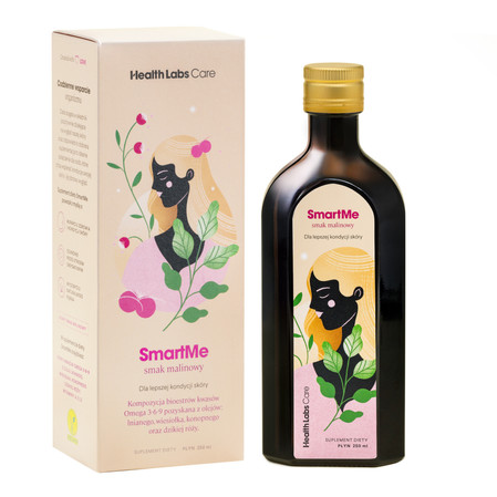 Health Labs Care SmartMe na wsparcie kondycji skóry, biostery kwasów tłuszczowych omega 3-6-9 + Witamina A, D i E - 250ml smak malina