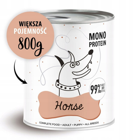 Paka Zwierzaka Pepe Horse 99% koń- karma mokra dla psa - 800g