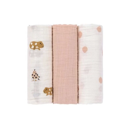 Lassig Muślinowy otulacz-kocyk z biobawełny Zestaw 3 szt. 85x85cm Little Mateys spicy orange