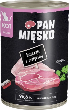 Pan Mięsko Kurczak z Cielęciną  - karma mokra dla kota  kociąt - 400g