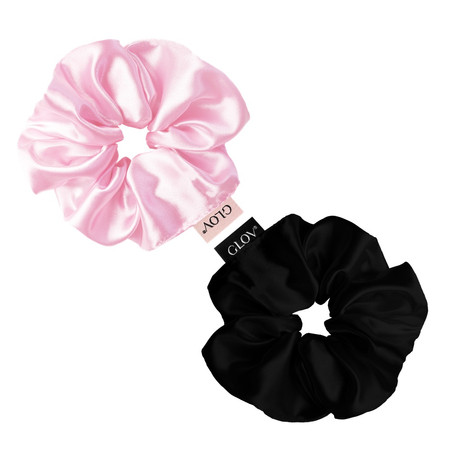 Satin Scrunchies satynowe gumki do włosów S Pink/Black 2szt